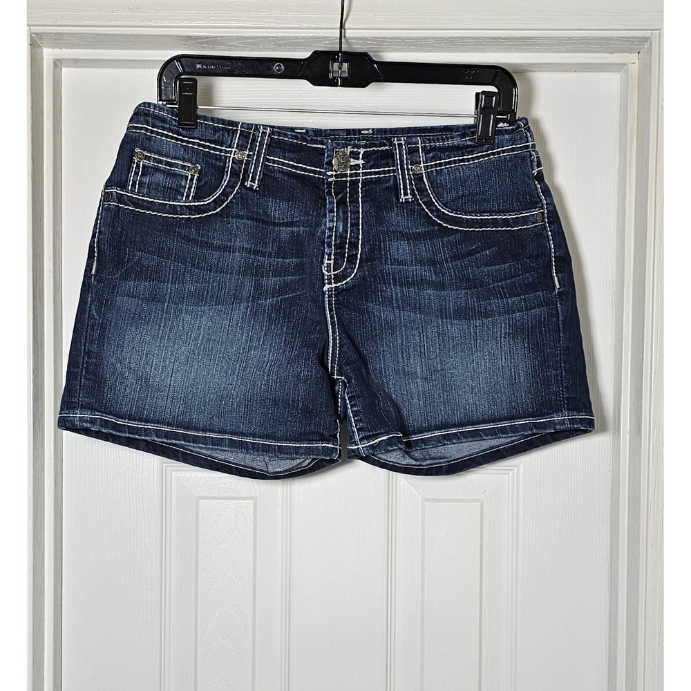 BKE Wendi Denim Shorts Size 30 Embroidered 4" Inseam Blue